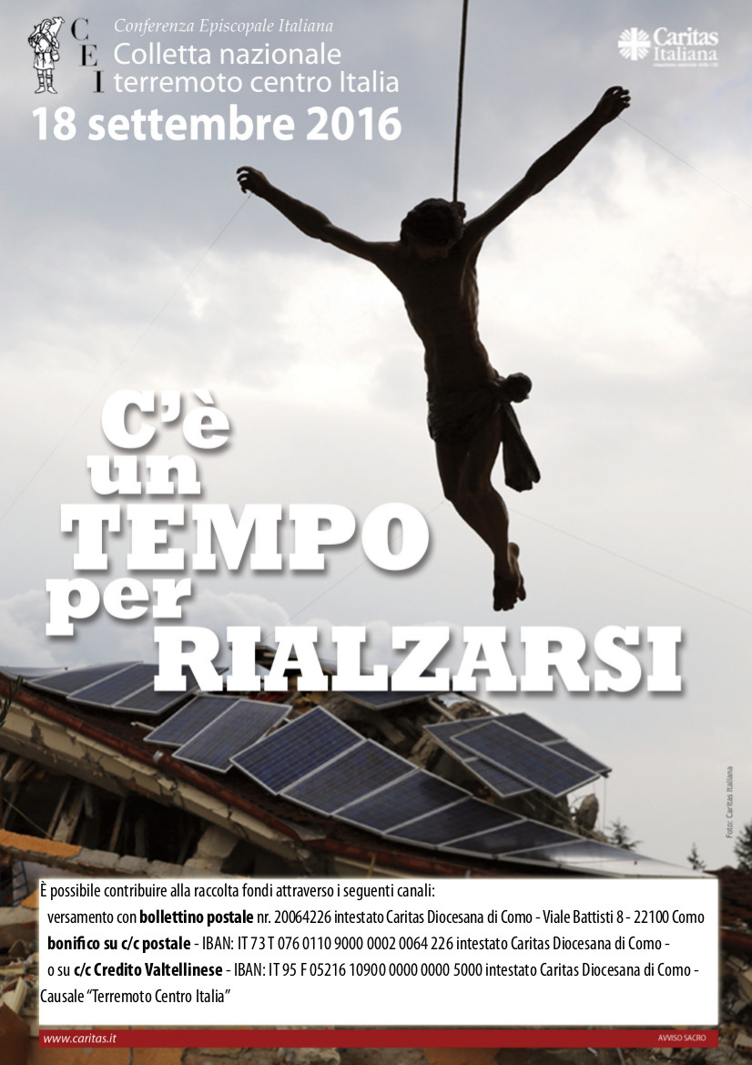 18 settembre: colletta a favore delle persone colpite dal terremoto in centro Italia